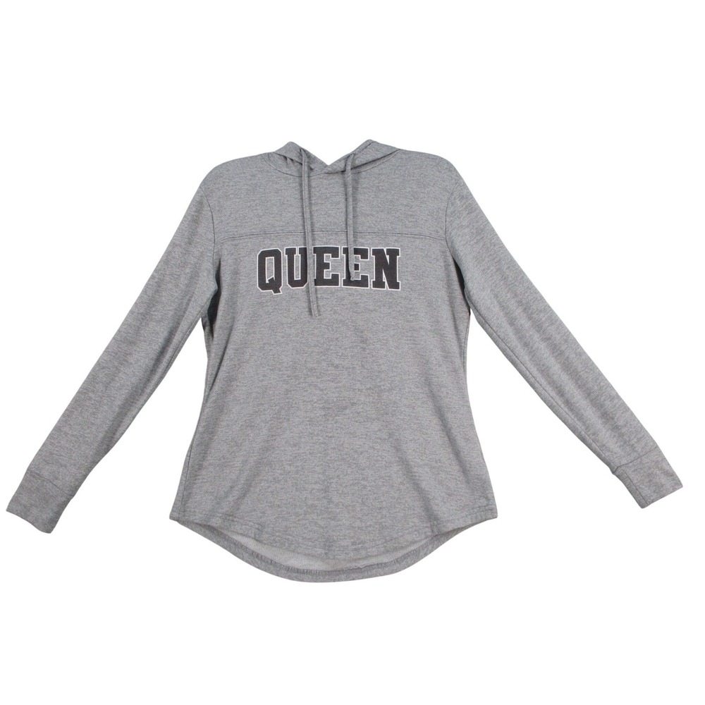 Infinite Performance Womens Queen Graphic Hoodie Gray Heathered Sweatshirt Small